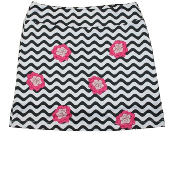 Golftini Mai Tai Golf Skort XXL Black White Hot Pink Zig Zag Pull On Pickleball - Picture 2 of 11